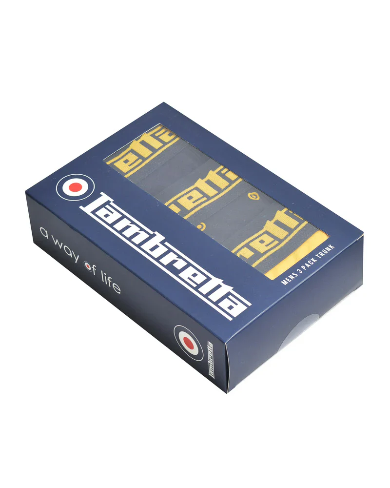 Lambretta Mens Black/Gold 3 Pair Pack 0f Multi Boxer Shorts - Imagen 3