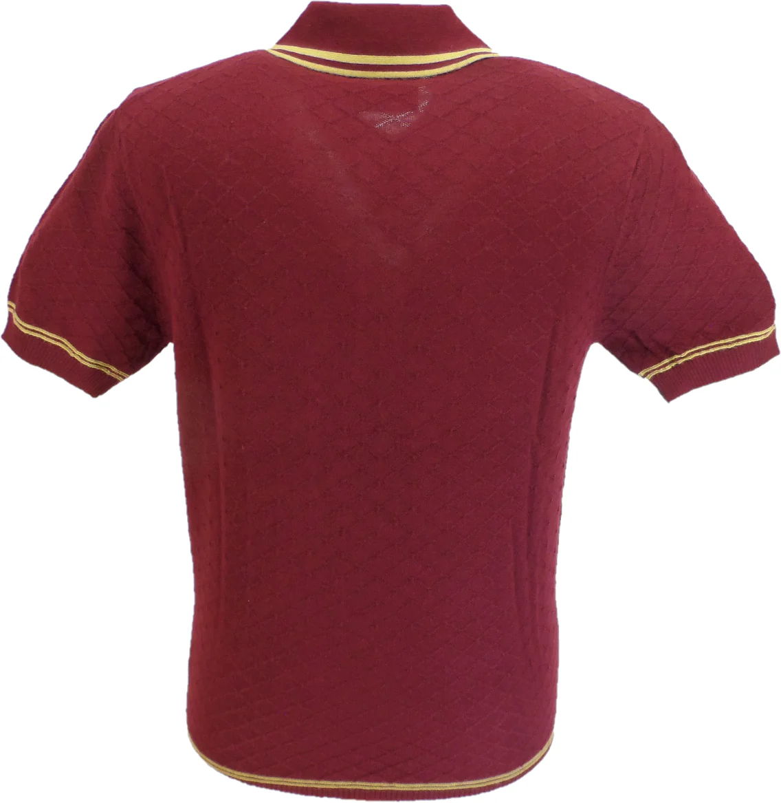 Art Gallery Mens Mcgriff Wine/Gold Knitted Polo - Imagen 3