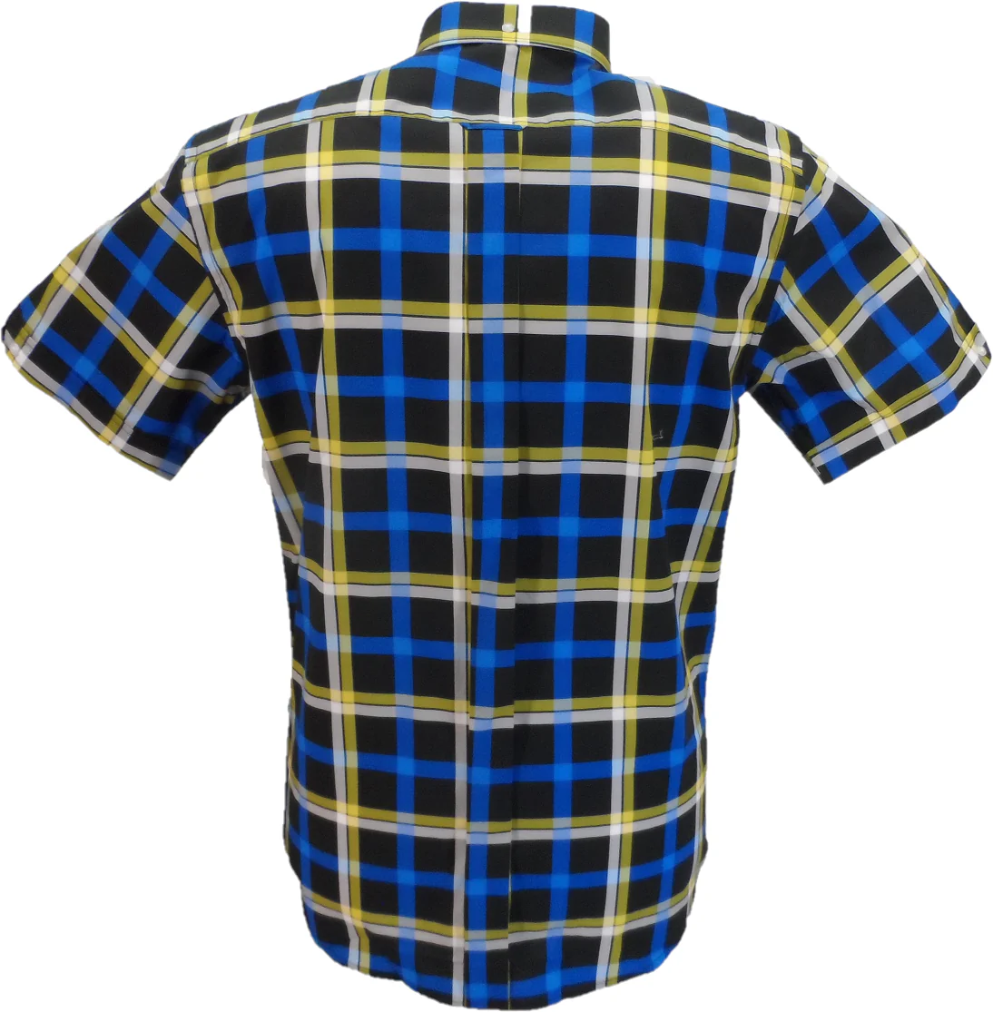 Mazeys Mens Black/Yellow Multi Checked 100% Cotton Short Sleeved Shirts - Imagen 3