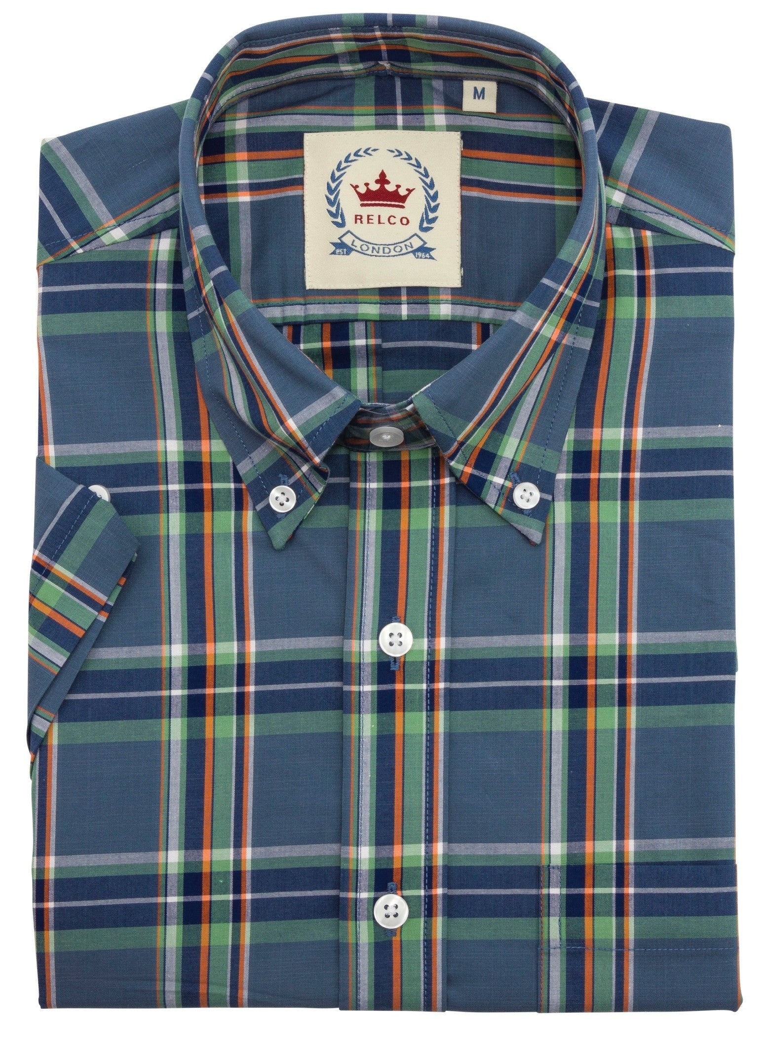 Relco Mens Grey Checked Short Sleeved Button Down Shirts - Imagen 3