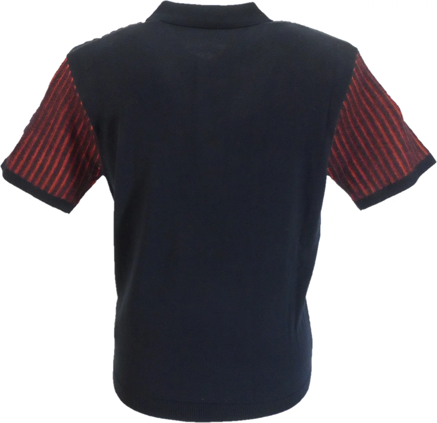 Gabicci Vintage Mens Navy Blue/Red Striped Knitted Polo Shirt - Imagen 3
