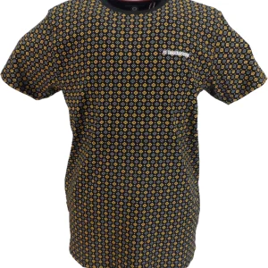 Lambretta Mens Black All Over Geometric Print T-Shirt