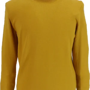 Relco Mens Mustard Yellow Fine Gauge Roll Neck Jumper