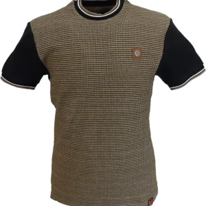 Trojan Mens Black Birdseye Jacquard Panel T Shirt