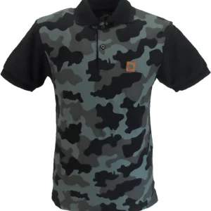 Trojan Mens Black Camo Pique  Polo Shirt