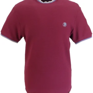 Trojan Mens Port Red Textured Twin Tipped T Shirt