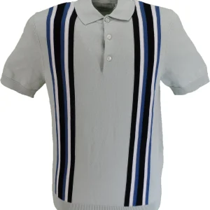 Ben Sherman Light Green Knitted Striped Mod Polo Shirt