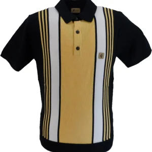 Gabicci Mens Navy Searle Stripe Knitted Polo Shirt