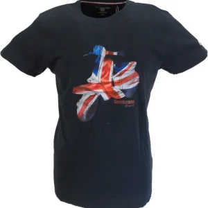 Lambretta Mens Navy Blue Union Jack Scooter Retro T Shirt