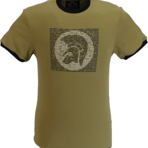 Trojan Mens Camel Brown Artist logo 100% Cotton Peach T-Shirt