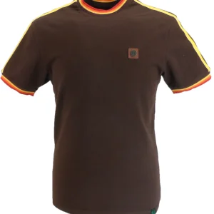 Trojan Mens Chocolate Brown Tipped Pique T Shirt