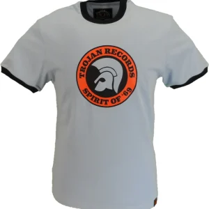 Trojan Mens Powder Blue Spirit of 69 100% Cotton Peach T-Shirt
