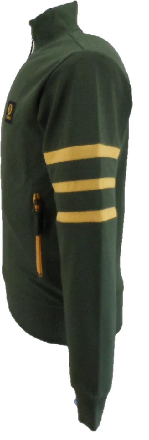 Trojan Mens Army Green Sleeve Stripe Zip Track Tops - Imagen 3