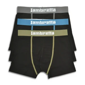 Lambretta Mens Black 3 Pair Pack 0f Multi Boxer Shorts