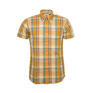 Relco Mens Orange Check Short Sleeved Limited Edition Button Down Shirts