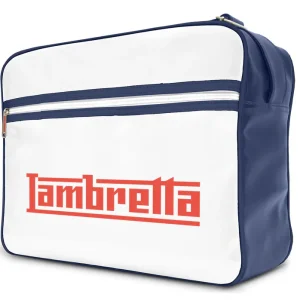 Lambretta Classic Retro Logo White/Navy Messenger/Flight Bag