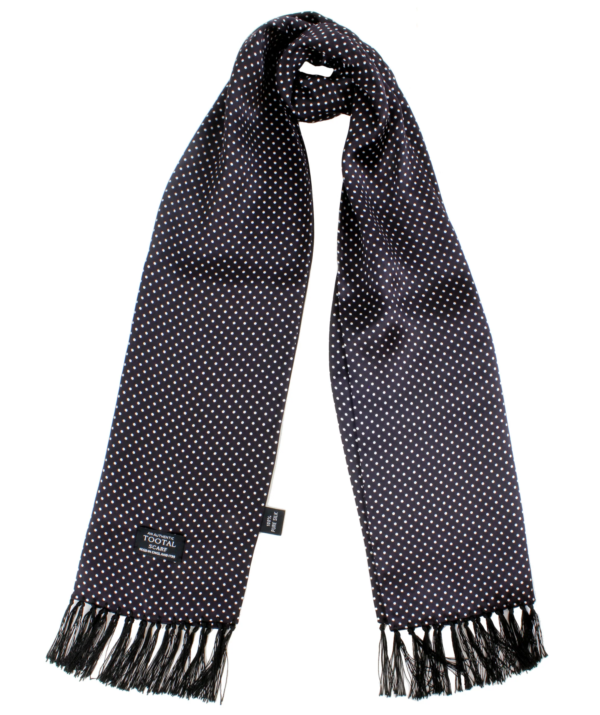 Tootal Black Pin Dot 100% Silk Scarf - Imagen 4