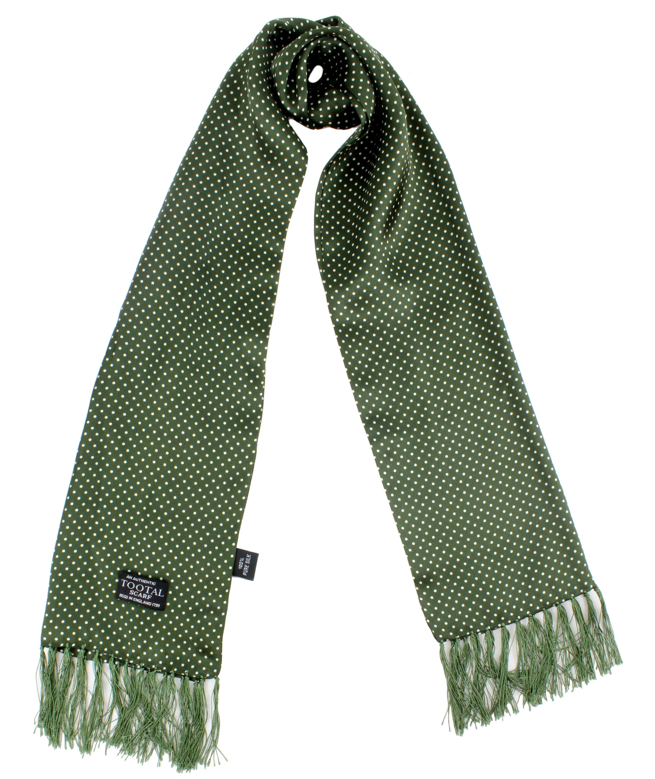 Tootal Vintage Parka Green Pindot 100% Silk Scarf - Imagen 4