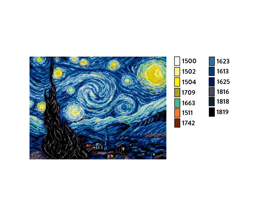Kit de Esterilla para Bordar Starry Night Van Gogh 30x40 Ariadna - Imagen 3