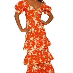 Vestido largo estampado caída fluida