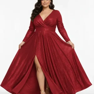 Vestido glam largo plus diseño femenino