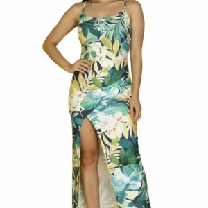 Vestido largo estampado caída elegante