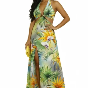 Vestido largo estampado diseño moderno