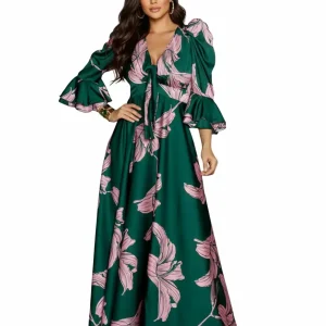 Vestido largo estampado fácil de usar