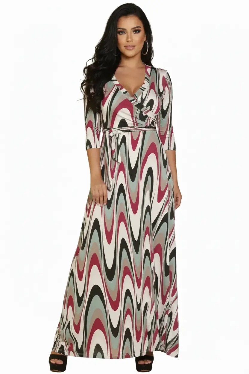 Vestido largo estampado femenino - Imagen 5