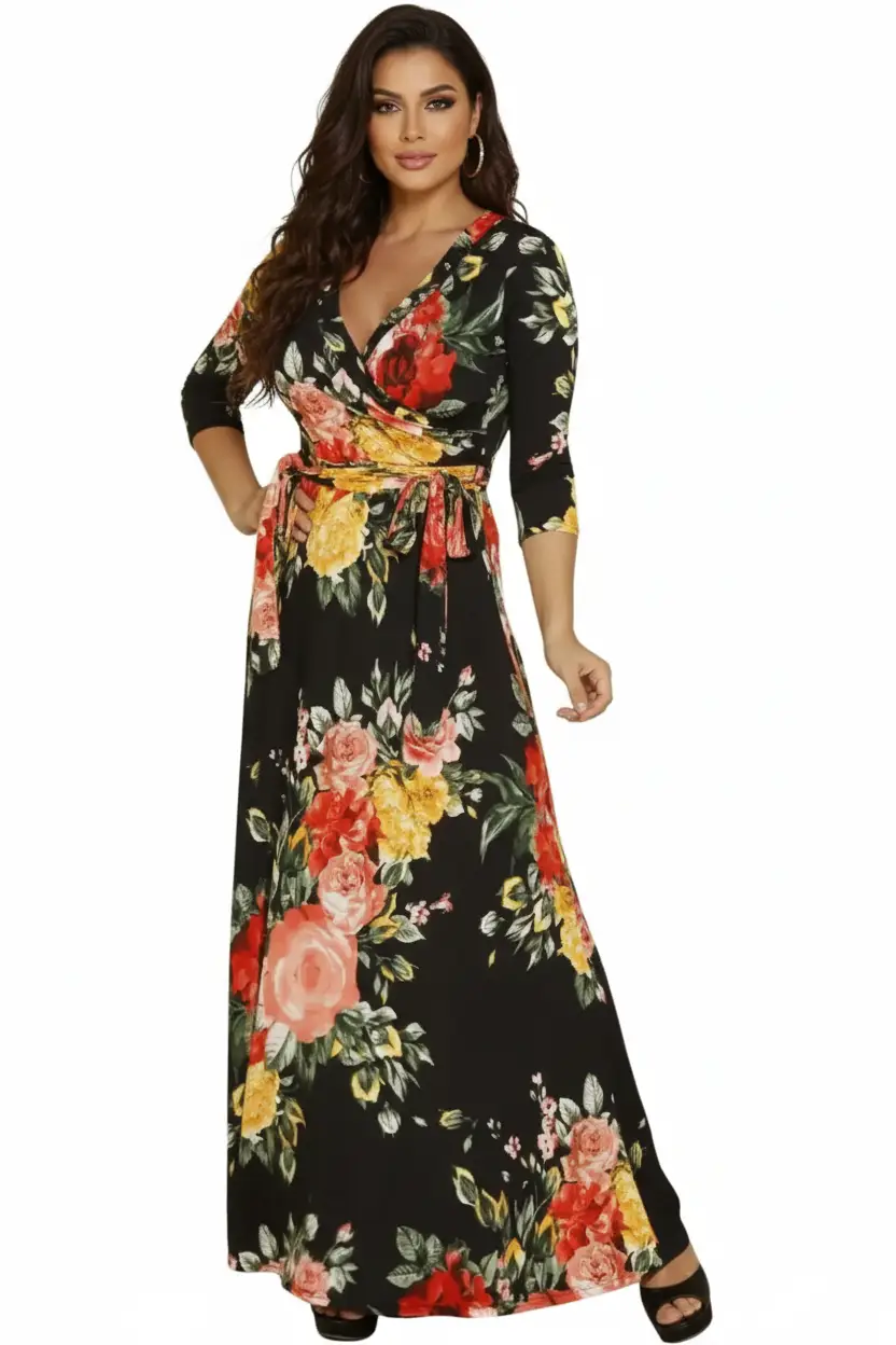 Vestido largo estampado femenino - Imagen 4