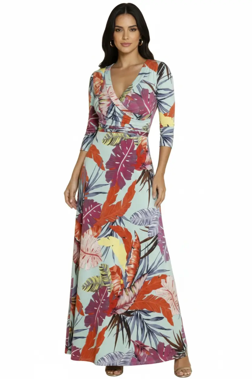 Vestido largo estampado femenino - Imagen 6