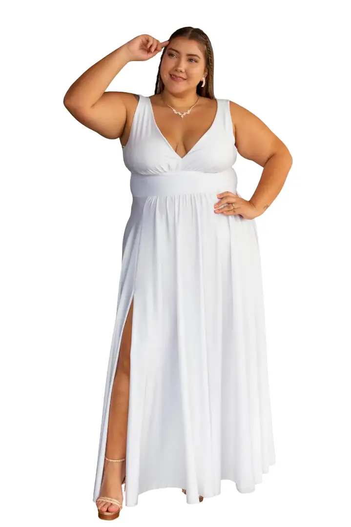 Vestido largo plus size para eventos
