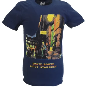 Mens Official Licensed David Bowie Ziggy Stardust Navy T Shirt