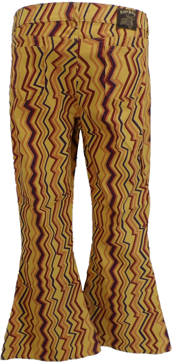 Run & Fly Mens Vintage 60s 70s ZigZag Bell Bottom Super Flares - Imagen 4