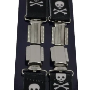Mazeys Mens Made in England One Inch 25mm Black Skull Braces