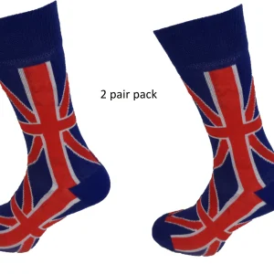 Ladies 2 Pair Pack Union Jack Socks