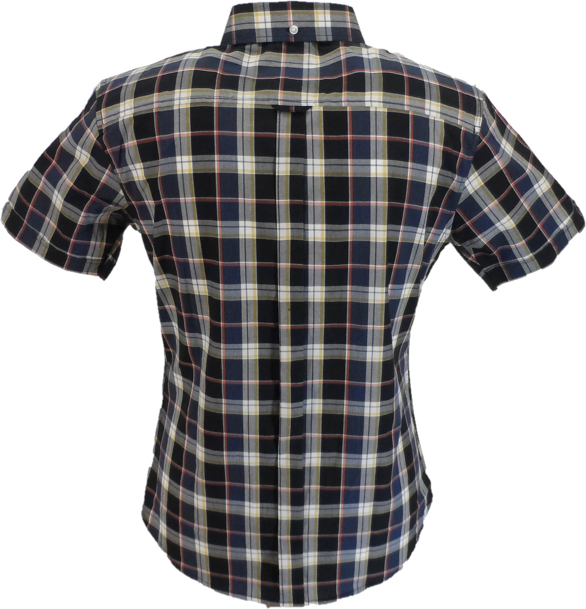 Relco Ladies Retro Black/Blue Check Button Down Short Sleeved Shirts - Imagen 3