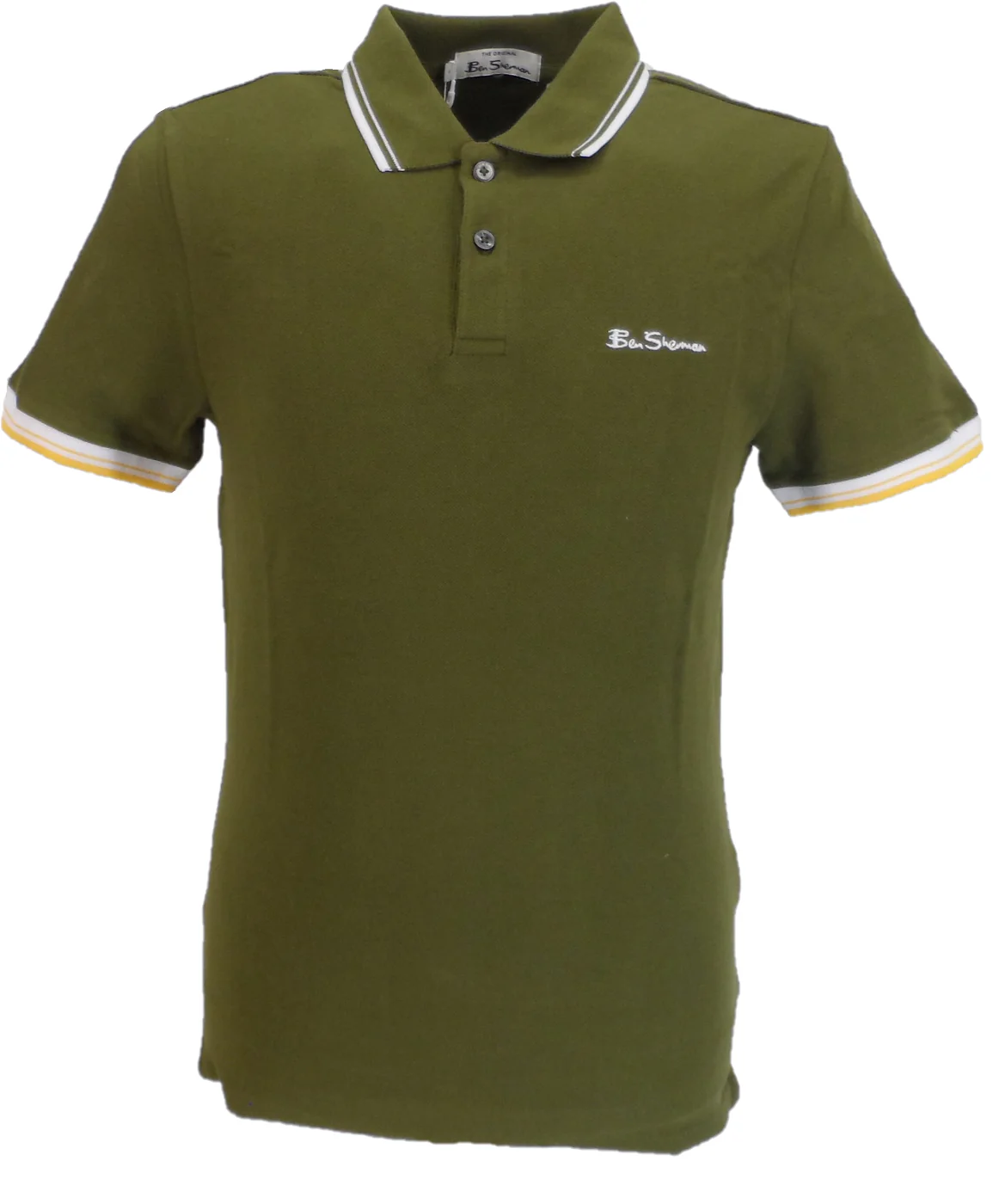 Ben Sherman Men's Signature Khaki Green 100% Cotton Polo Shirt