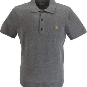 Gabicci Vintage Mens Grey Jackson Knitted Polo Shirt