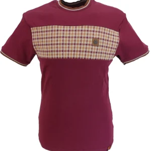 Trojan Mens Port Red Gingham Panel T Shirt