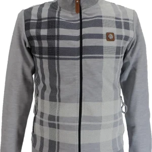 Trojan Mens Grey Oversize Check Retro Track Tops