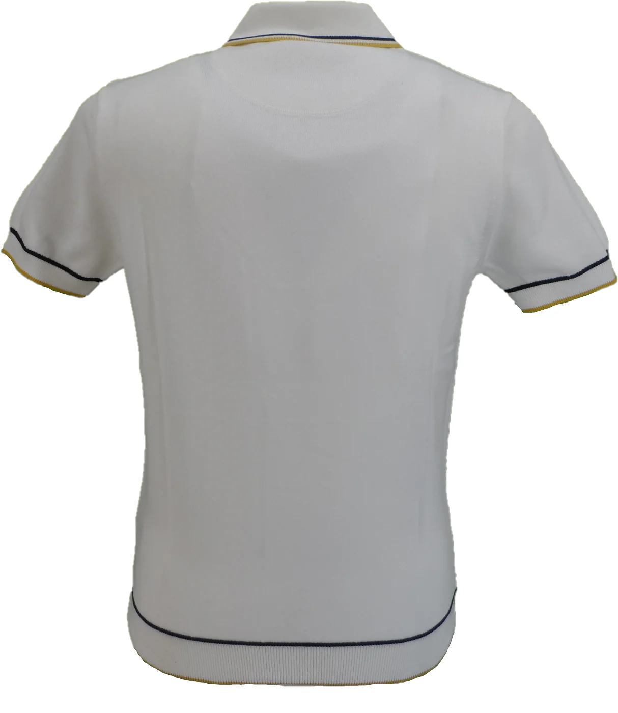 Trojan Mens Ecru/Black/Gold Textured Fine Gauge Knitted Polo Shirt - Imagen 3