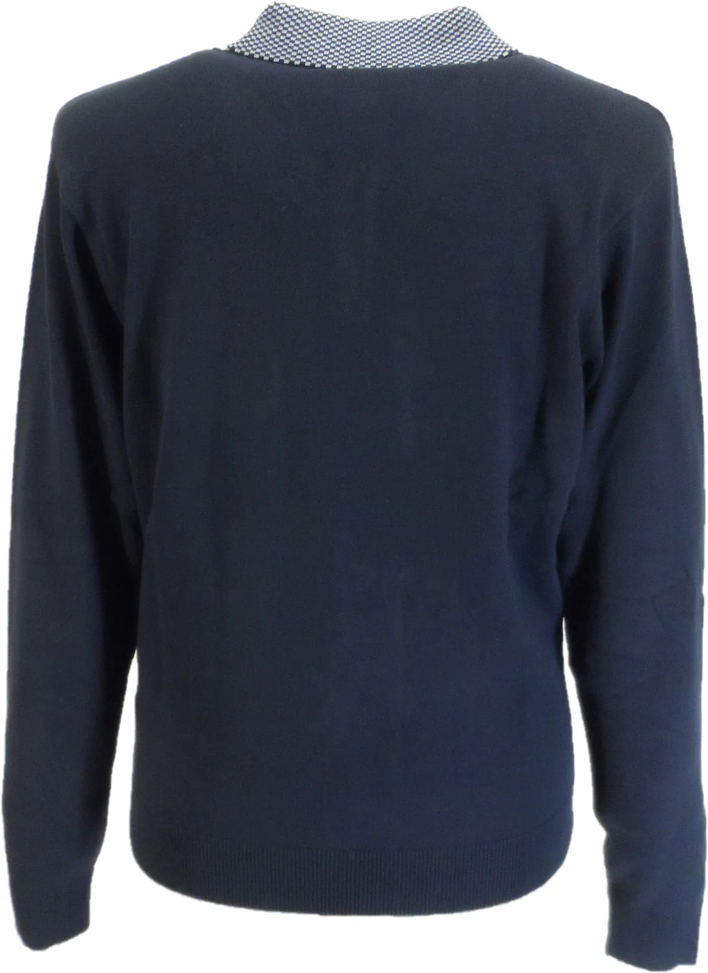 Gabicci Mens Hadon Navy Blue Textured Retro Knitted Polo - Imagen 3