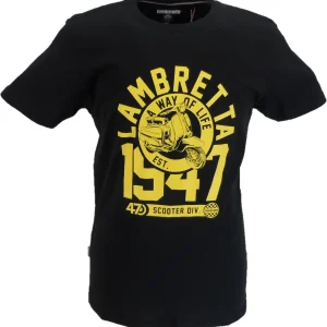 Lambretta Mens Black/Gold 1947 Retro T Shirt