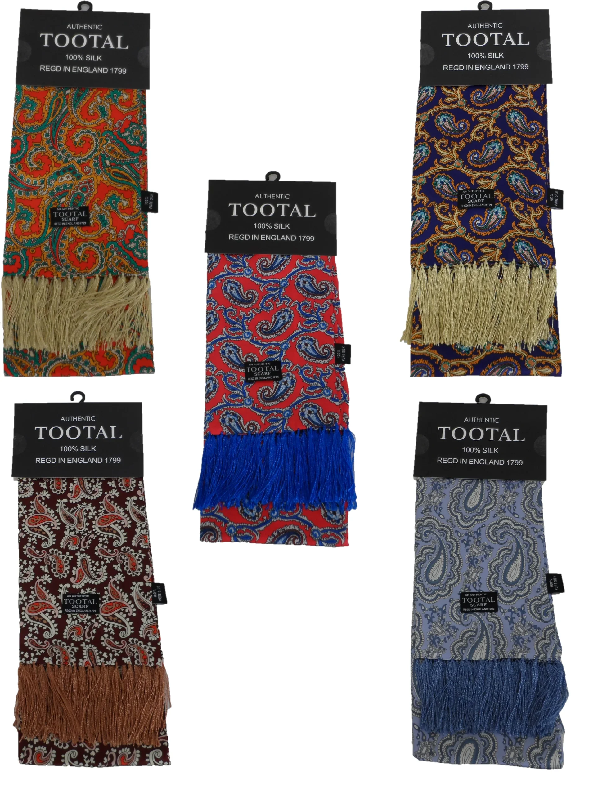 Tootal Mens Retro Paisley Print 100% Silk Scarves