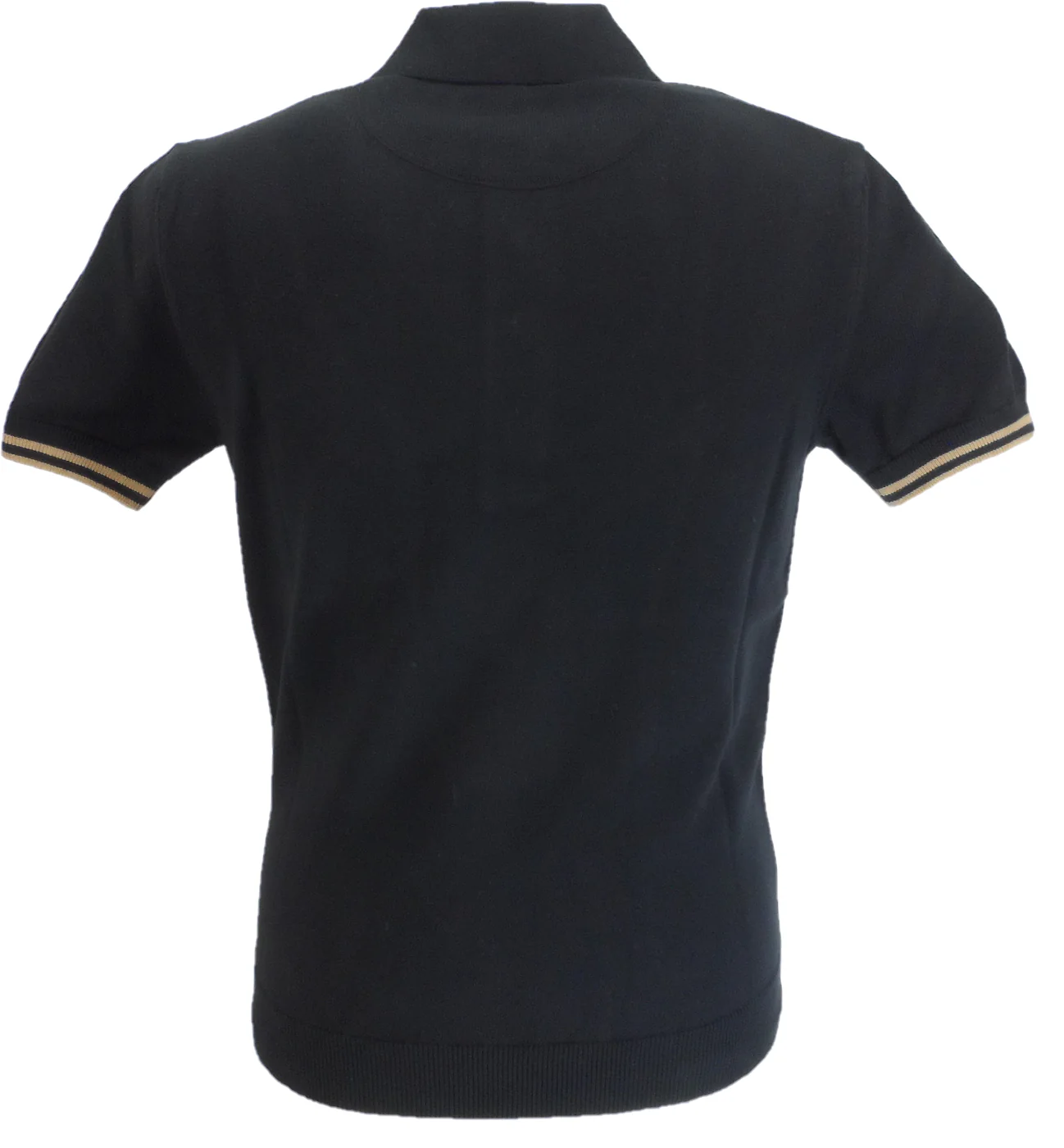 Trojan Mens Black Stripe Front Panel Polo Shirts - Imagen 3
