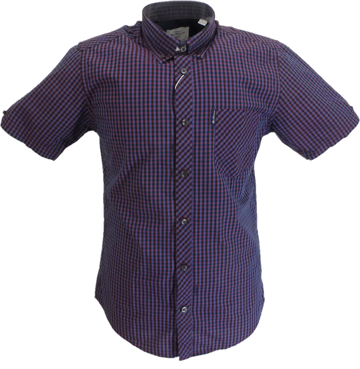 Ben Sherman Mens Red Gingham Checked Short Sleeved Shirt