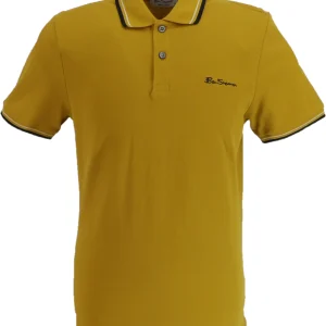 Ben Sherman Mens Mustard Yellow Signature 100% Cotton Polo Shirt