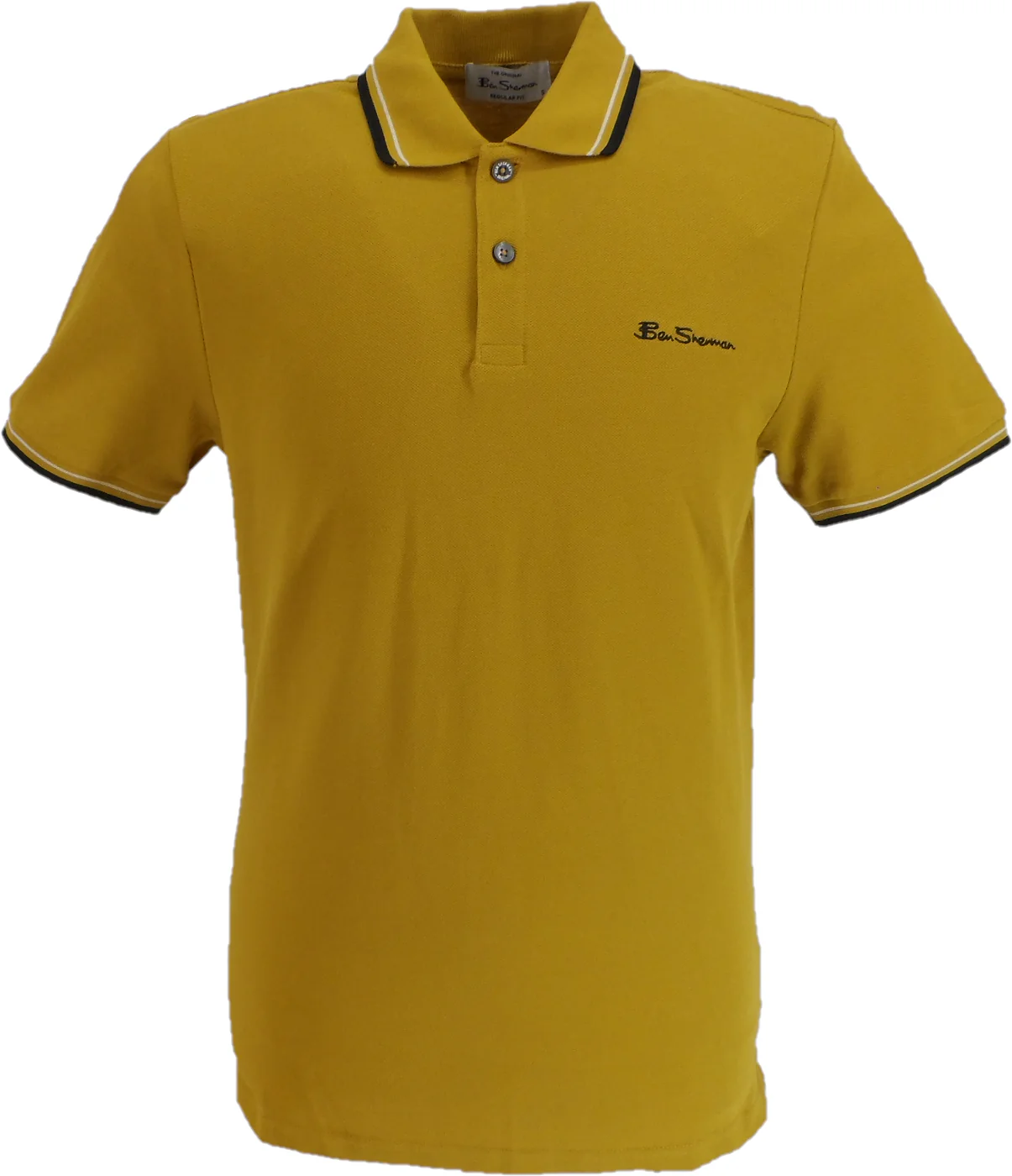 Ben Sherman Mens Mustard Yellow Signature 100% Cotton Polo Shirt