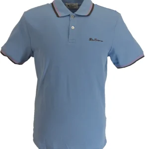 Ben Sherman Mens Pale Blue Signature 100% Cotton Polo Shirt